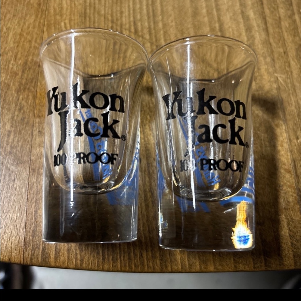 Yukon Jack Shot Glasses. Halley’s Comet commemorative. Lot of 2.